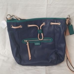 Coach Navy LTH Drawstring Purse, NWT
